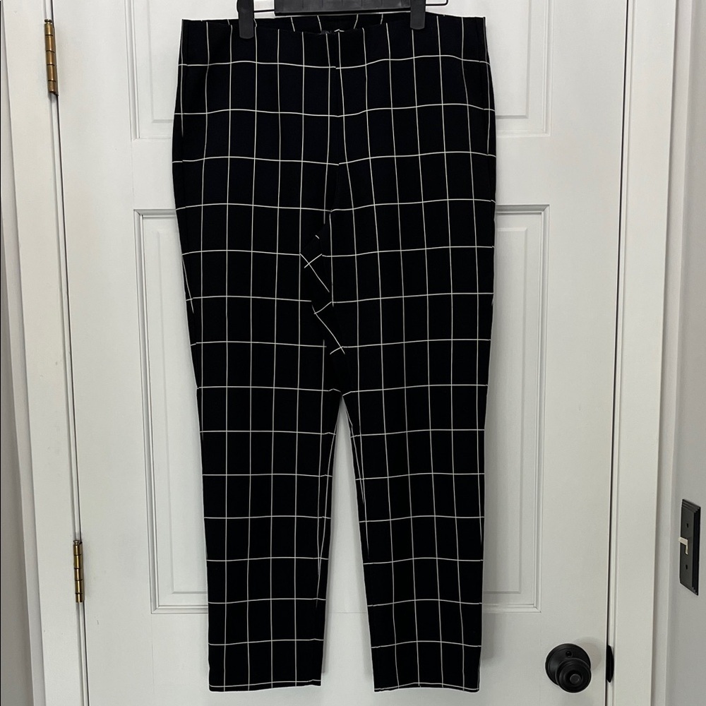 Adrianna Papell Window Pane Patterned Skinny Fit Trousers - Size 12